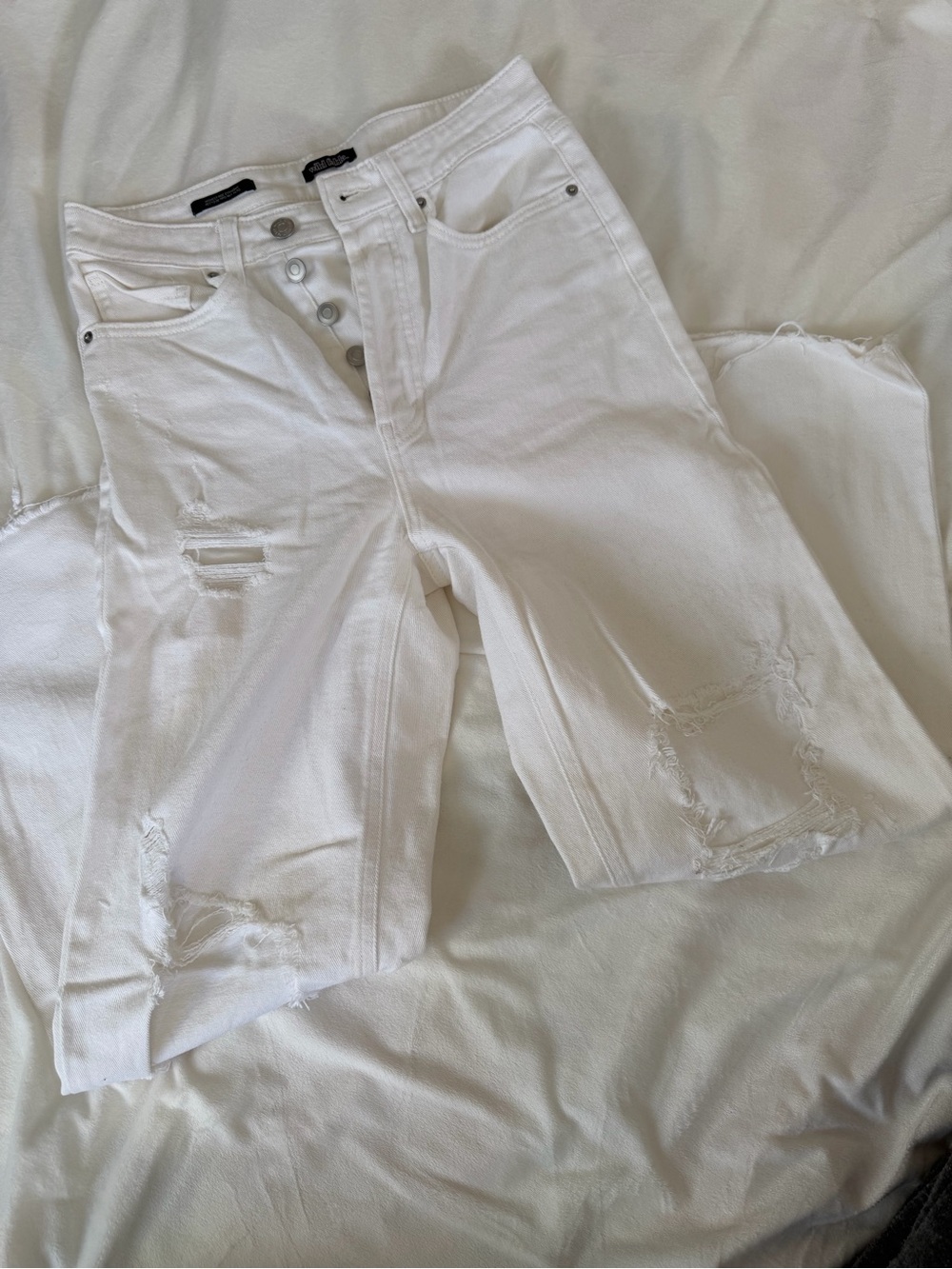 wild fable White High-Rise Distressed Flare Jeans